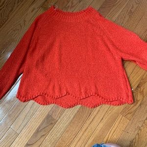 red crop sweater